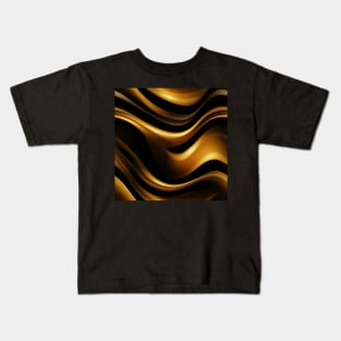 Golden Harmony: Abstract Stripes in Luxe Gold Kids T-Shirt